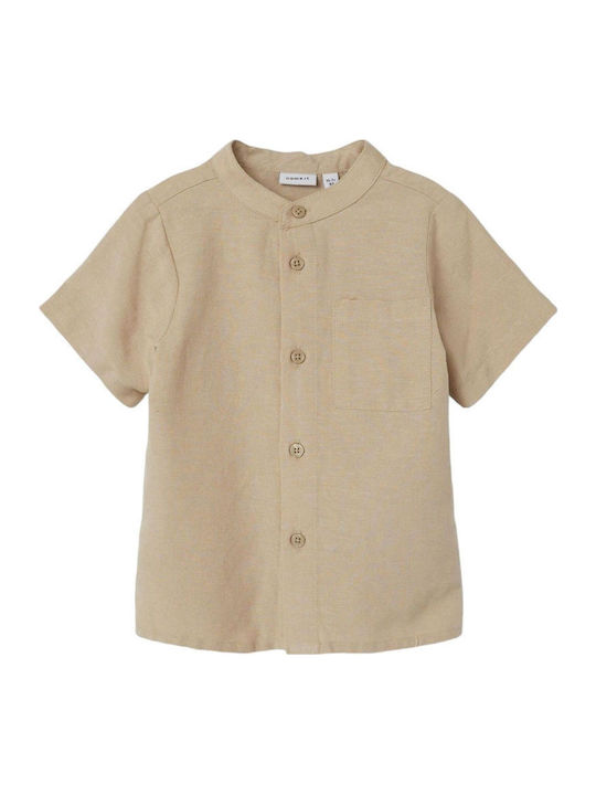 Kids Shirt Short Sleeve Linen Humus'''
