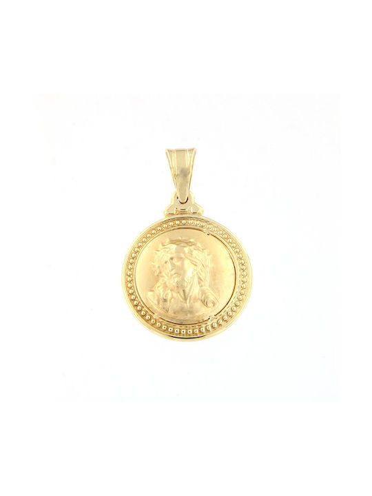 Ηώς Pendant Kids Charm Double Sided with Jesus Christ made of Gold 14K PXUK1055