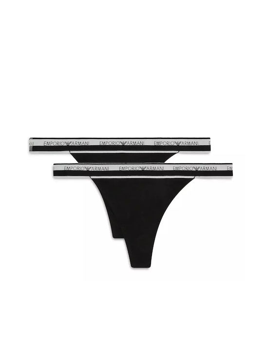 Emporio Armani Women's String 2Pack Black