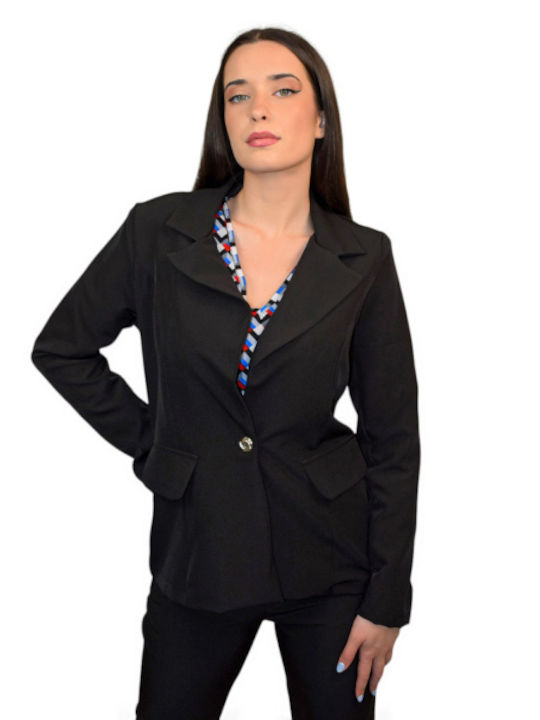 Morena Spain Damen Gekreuzt Blazer Schwarz