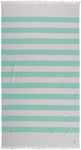 Nef-Nef Turquoise Cotton Beach Towel with Fringes 170x90cm