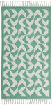 Nef-Nef Green Cotton Beach Towel with Fringes 170x90cm