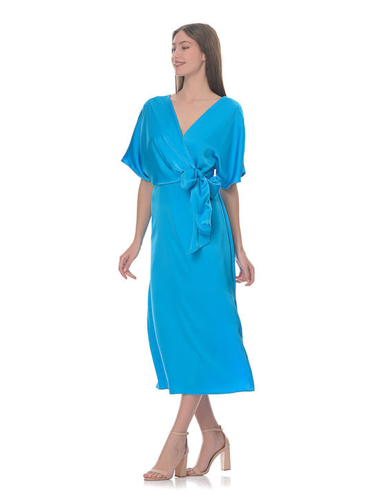 Rochie maxi din satin indigo