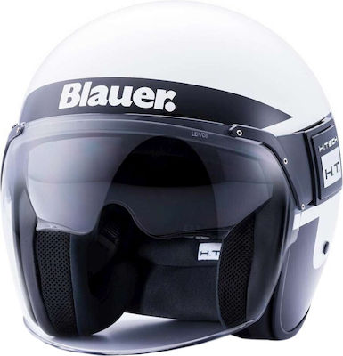 Blauer H.T. Pod Stripes H101 Negru/Titaniu/Blank Cască de motocicletă Jet ECE 22.05 1050gr cu vizor solar