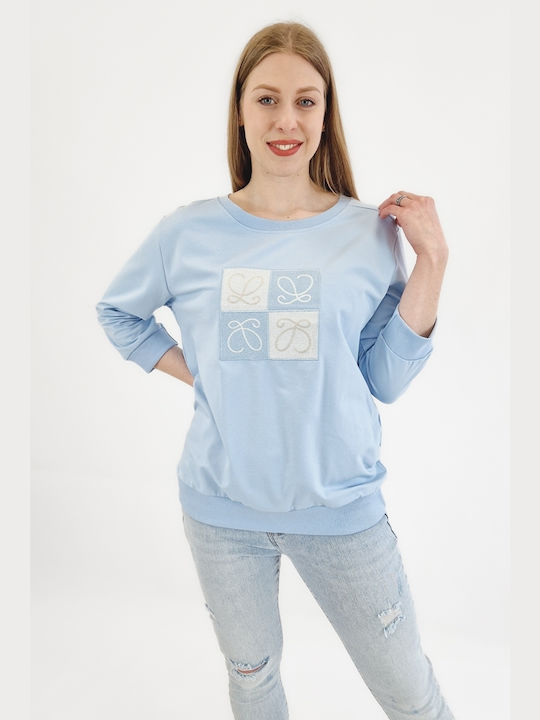 Brak Damen Bluse Baumwolle mit 3/4 Ärmel Blau