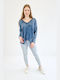 Brak Women's Blouse Cotton Long Sleeve Blue