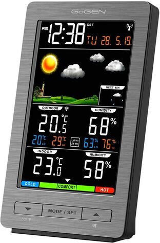 GoGEN Drahtlos Wetterstation Digital Tischplatte Gray
