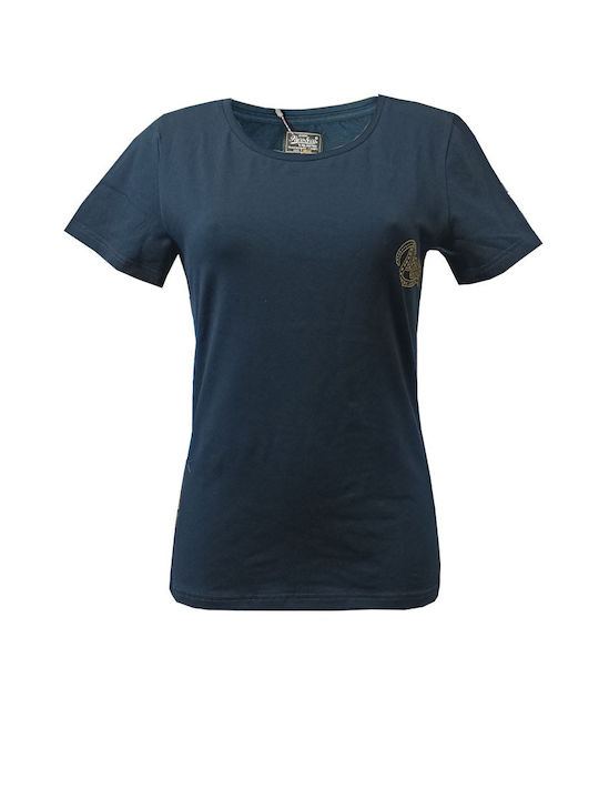 Paco & Co Γυναικείο T-shirt Strash Βαμβάκι Normal Fit Σκούρο Μπλέ