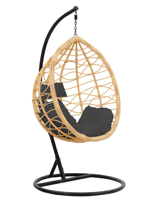 Hudson Metallic Swing Nest with Stand Black with 150kg Maximum Weight Capacity L109xW119xH195cm