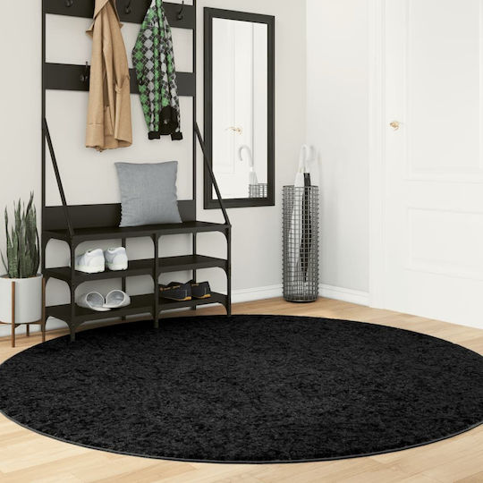 vidaXL Oviedo Χαλί Στρογγυλό Μαύρο Φ200cm