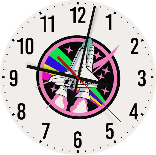 Nasa Pink Pink Wooden Wall Clock 30cm