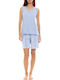 Pink Label Sommer Damen Pyjama-Set Lightblue