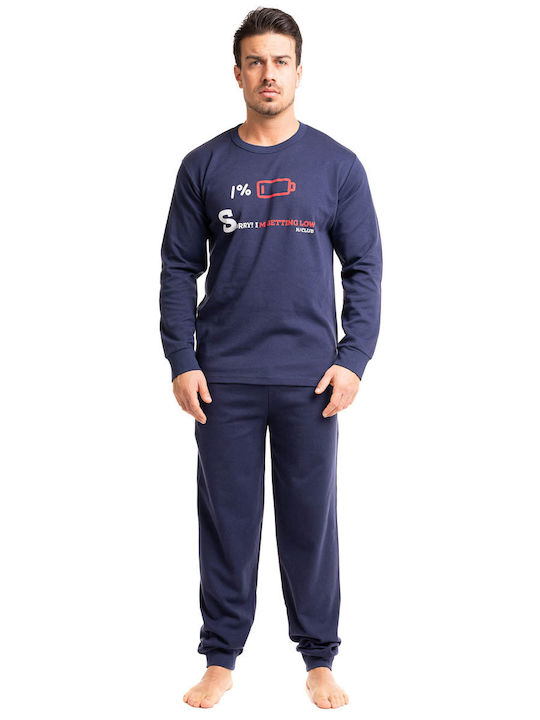 Nina Club Men's Winter Cotton Pajamas Set Blue