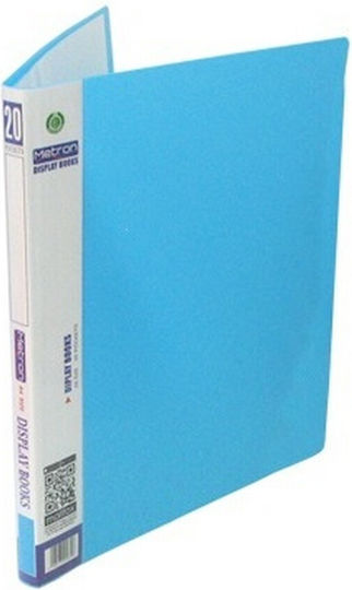 Metron Mappe Suppl mit 20 Plastikhüllen Folien für Papier A4 Blau 1Stück