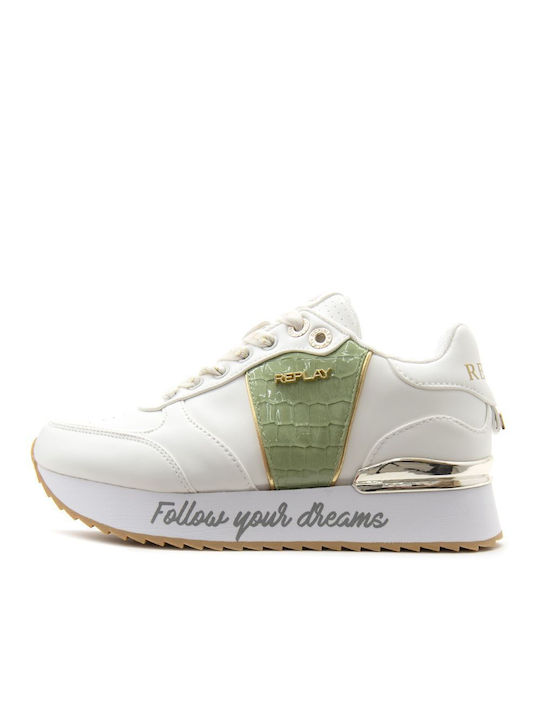 Replay Penny Γυναικεία Chunky Sneakers Ασημί- Λευκό- Πράσινο