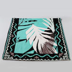 Beach towel Aqua Black Tropical Christina Lagopoulou