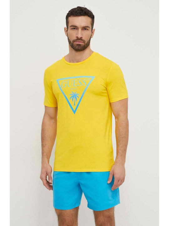 Guess Men's Short Sleeve T-shirt Yellow