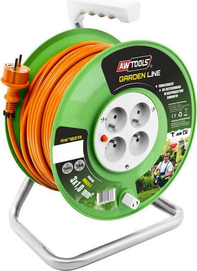 AWTools Extension Reel Cord 3 x 1mm²/20m Orange