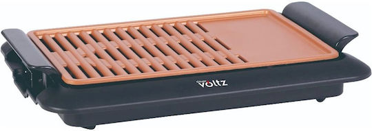 Voltz Tabletop Electric Grill Grill and Ribbed Plate 1250W 36cmx23cmcm