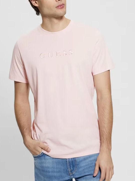 Guess Ανδρικό T-shirt Κοντομάνικο Ροζ