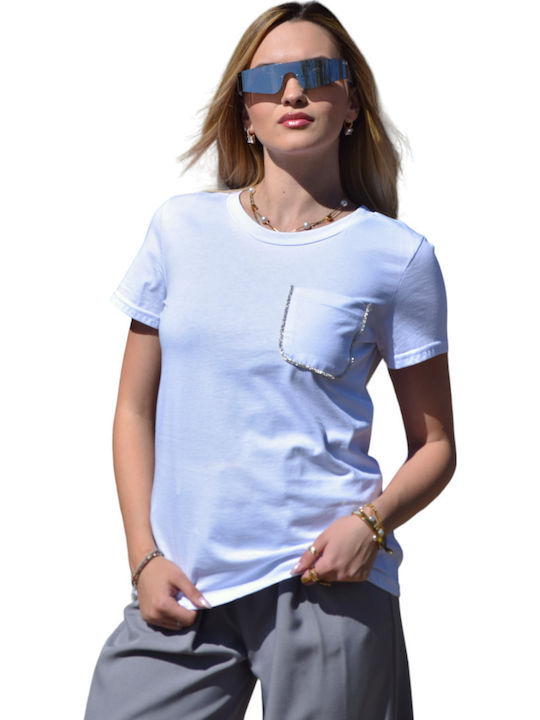 Damenbluse Weißer Strass Bluse, weiß, code lok22