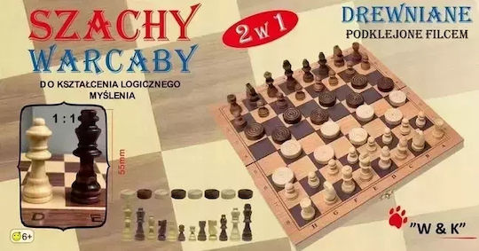 W&k Chess 2 In 1 Wooden Checkers
