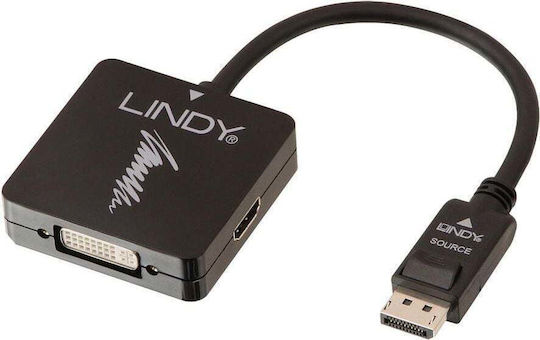Lindy Конвертор DVI-D / HDMI / DisplayPort / VGA мъжки към DVI-D / HDMI / DisplayPort / VGA женски Черен 1бр 41028