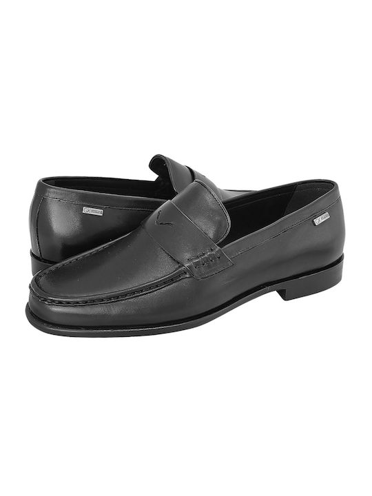 GK Uomo Δερμάτινα Ανδρικά Loafers σε Μαύρο Χρώμα