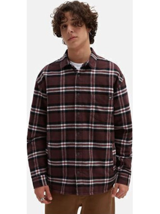 Long-sleeved Cotton Shirt Checked Red