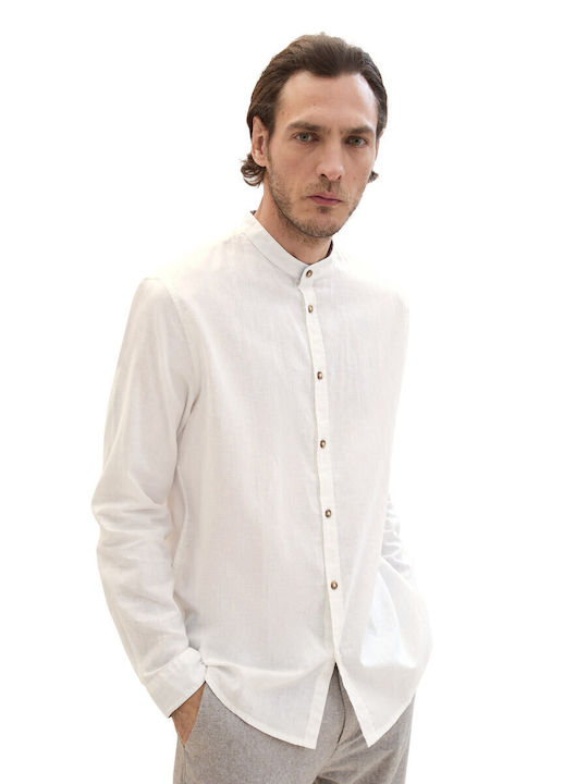 Tom Tailor Long-sleeved Linen Shirt White