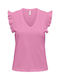 Only Life Damen Bluse Ärmellos mit V-Ausschnitt Pink