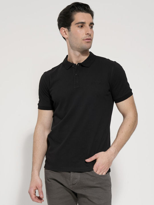 Tresor Bluza Bărbătească cu Mânecă Scurtă Polo BLACK