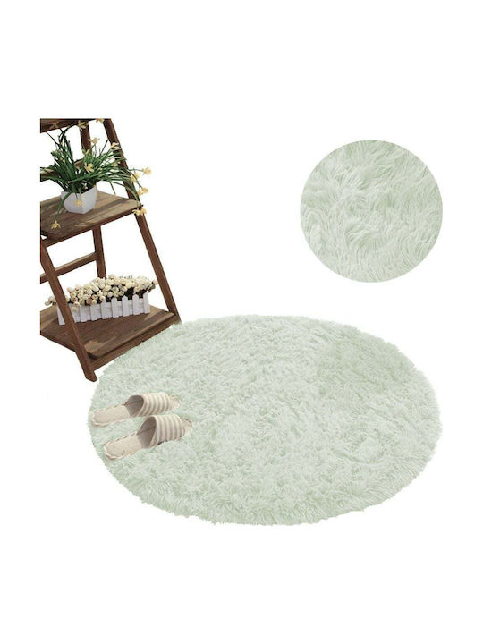 Strado Carpets Teppich Rund Zottelig White Lime