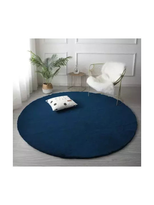 Strado Carpets Rug Round Dark Blue