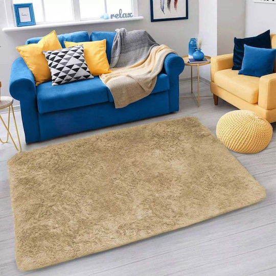 Strado Carpets Shaggy Rectangular Rug Cappuccinocamel (Light Brown) 60x90cm