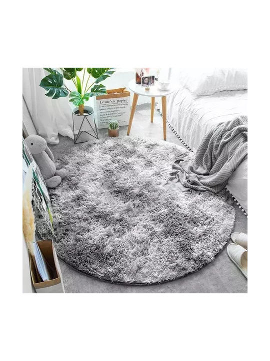 Strado Carpets Covor Rotund Shaggy Argint