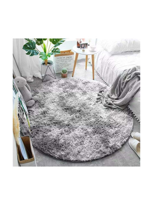 Strado Carpets Rug Round Shaggy Silver