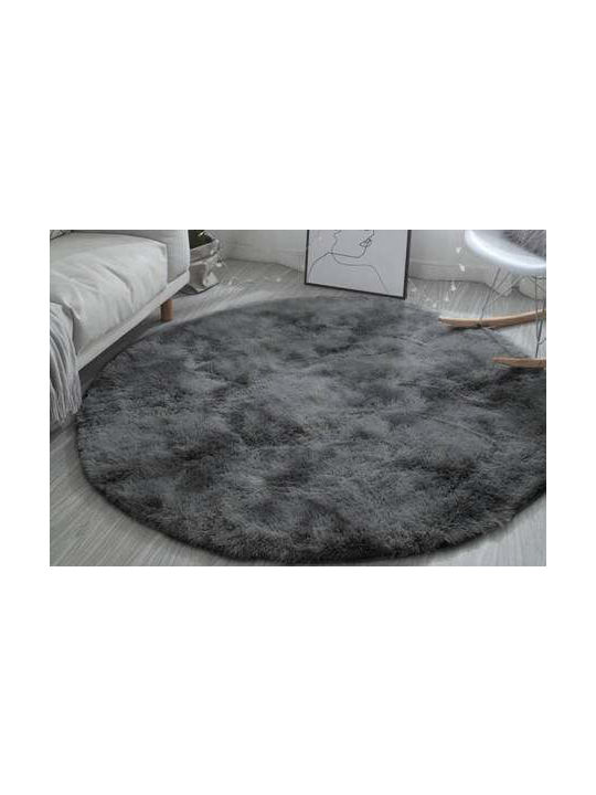 Strado Carpets Teppich Rund Zottelig Dark Grey