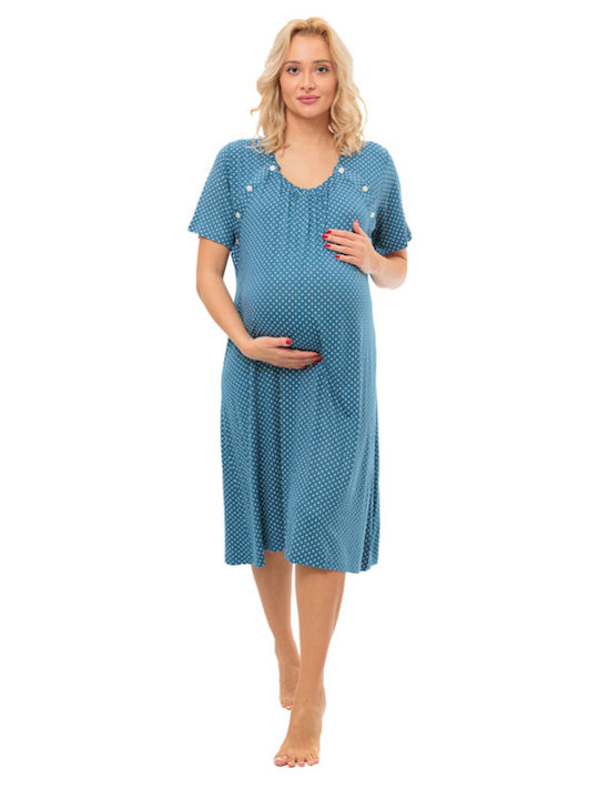 Nicoletta Nightgown for Breastfeeding Blue