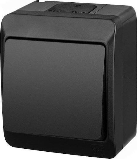 Elektro Plast Waterproof Wall-Mounted One-Way Electrical Wall Switch with Black Frame