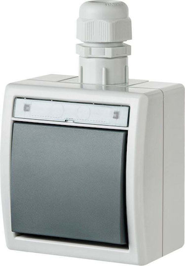 Elektro Plast Waterproof Wall Switch Lighting One-Way with Frame Gray