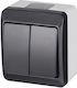 Elektro Plast Waterproof Wall Switch Lighting Two-Way with Frame Gray