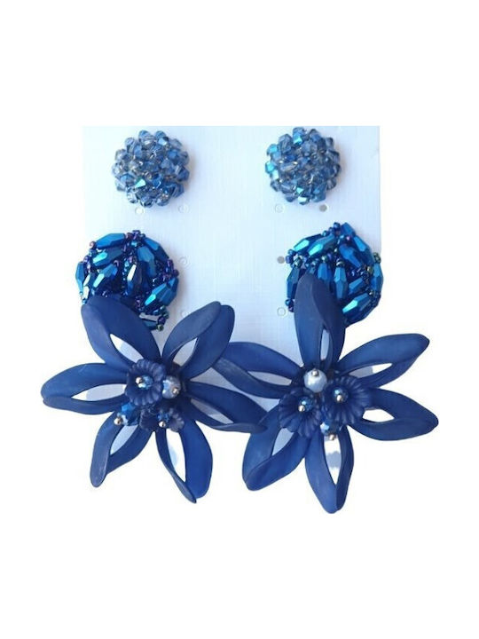 Mi-tu Exklusive Damen Ohrringe Blau 3er Set 01.00432