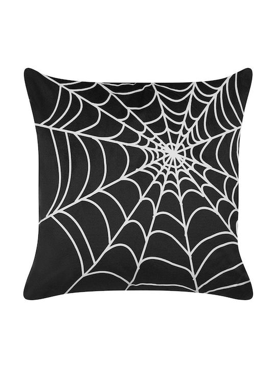 Beliani Μαξιλάρι Καναπέ από Βελούδο Black With White 45x45εκ.