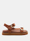 Kalliope Women's Flat Sandals Flatforms in Tabac Brown Color