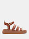 Kalliope Women's Flat Sandals Flatforms in Tabac Brown Color