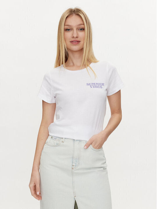Noisy May Γυναικείο Oversized T-shirt Λευκό