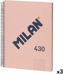 Milan Set 3 Notizbücher Spirale 80 Blätter A4 Geregelt Rosa