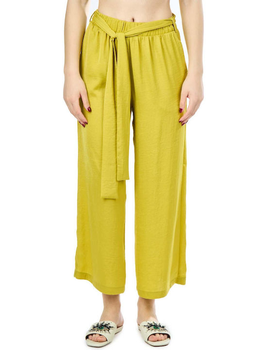 Moutaki Women's Satin Trousers Yellow