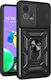 Rüstung Kickstand Rückseite Hülle Kameraschutz für Motorola Moto G72 Schwarz